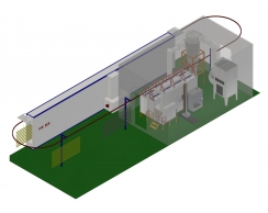 Horizontal spraying line for aluminum profile